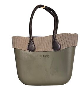 Olive O bag Tote with Taupe Knit Trim has visible marks